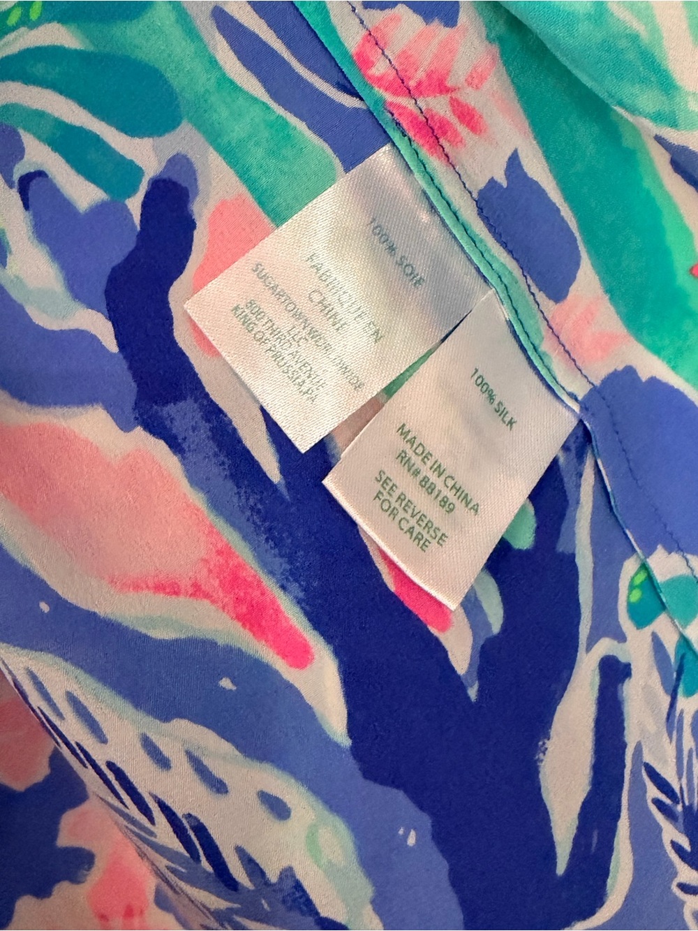 Lilly Pulitzer Elsa Top Jet Stream 100% Silk Blouse size Medium blue pink - Picture 5 of 9